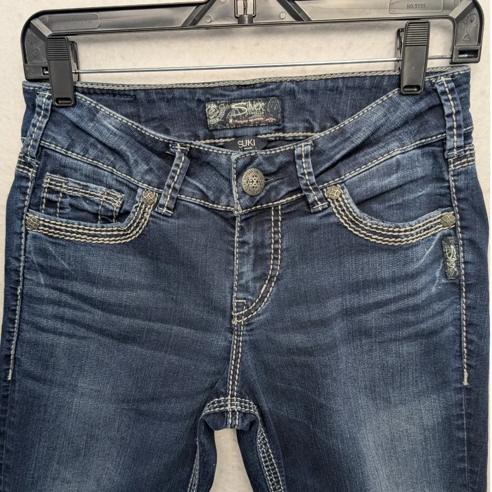 Silver Jeans Co Suki‎ Mid Capri Womens W27 Dark Wash Blue Contrast Stitch L43916